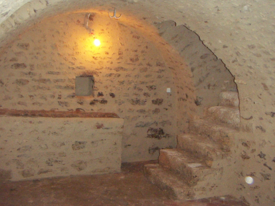 Jointoiement d'une voute de cave en pierre au mortier de chaux naturelle à Prunay le Gillon