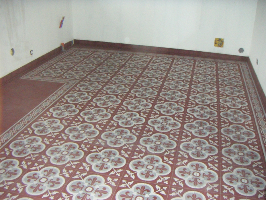 Pose de carreau de ciment à motif calpinné à Denonville